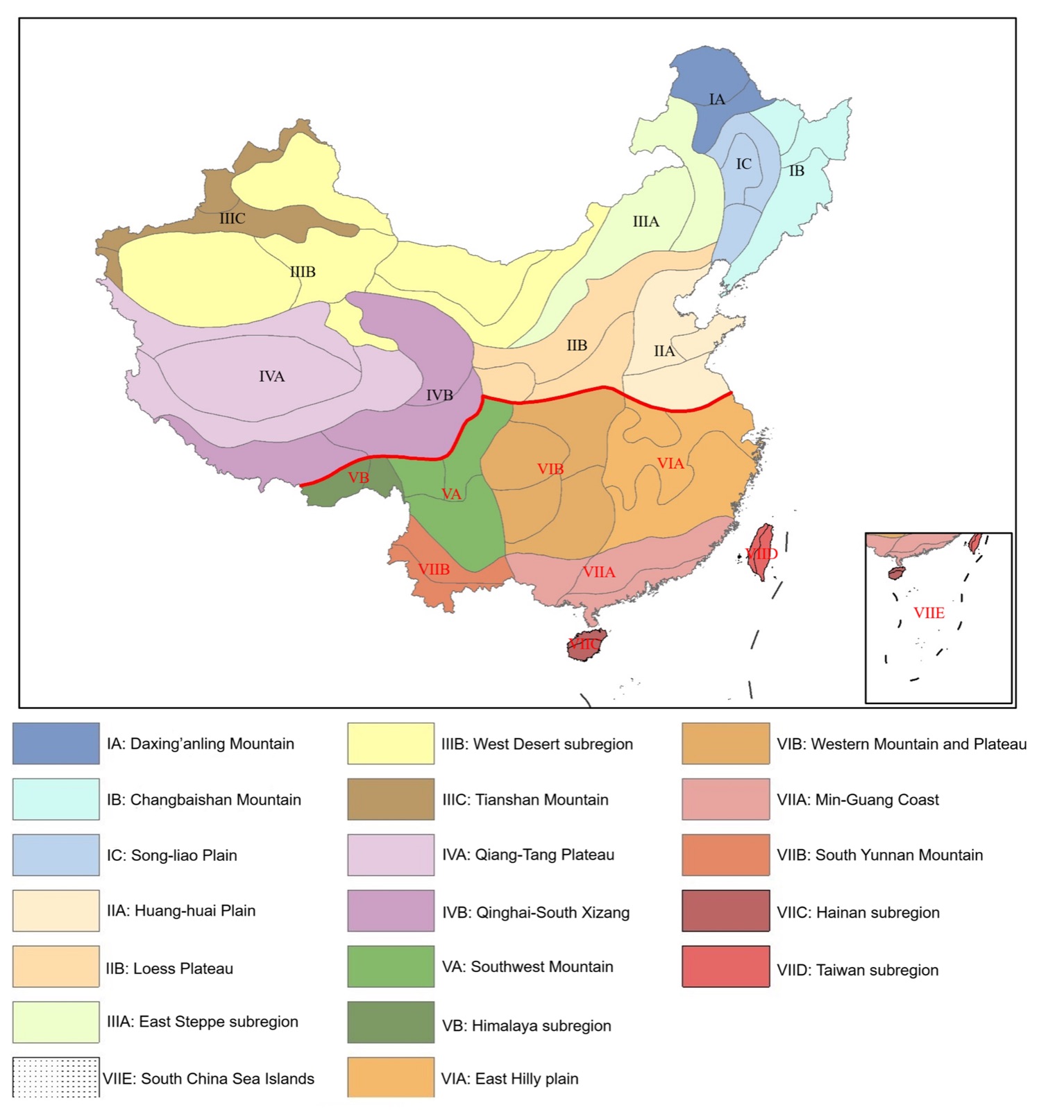 中国生态地理分区图